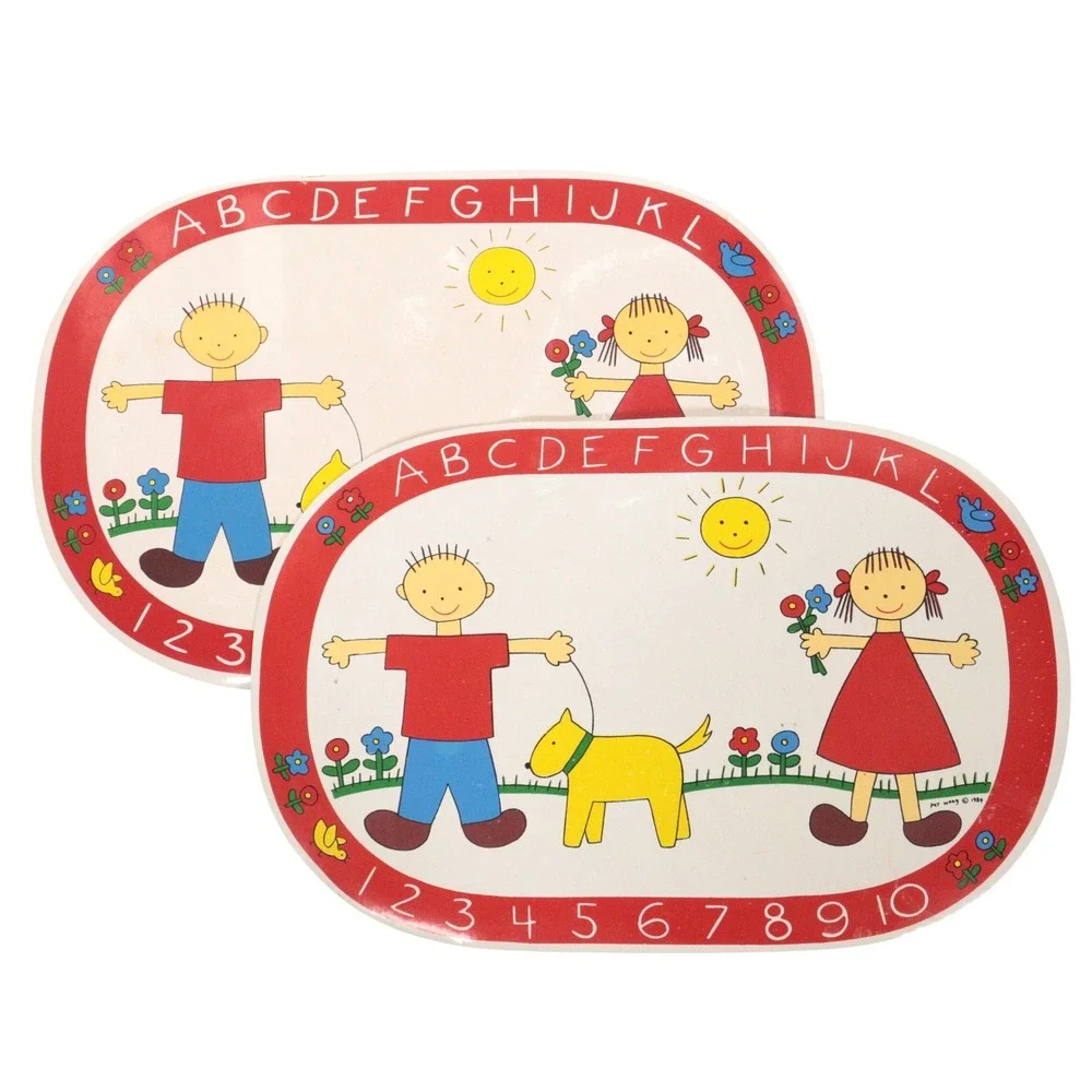 Vintage Children's Placemats Alphabet Numbers Educational School Pat Wong 1984